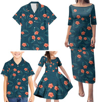 Hawaii Monstera Family Matching Puletasi and Hawaiian Shirt Hibiscus Flowers Simple Style - Polynesian Pride