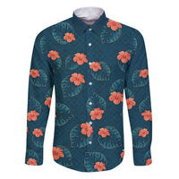 Hawaii Monstera Family Matching Puletasi and Hawaiian Shirt Hibiscus Flowers Simple Style - Polynesian Pride