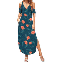 Hawaii Monstera Family Matching Summer Maxi Dress and Hawaiian Shirt Hibiscus Flowers Simple Style - Polynesian Pride