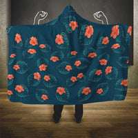 Hawaii Monstera Hooded Blanket Hibiscus Flowers Simple Style - Polynesian Pride