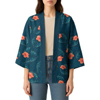 Hawaii Monstera Kimono Hibiscus Flowers Simple Style - Polynesian Pride