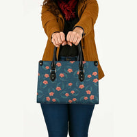 Hawaii Monstera Leather Bag Hibiscus Flowers Simple Style DT05 Dark Teal - Polynesian Pride