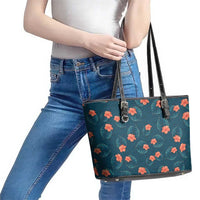 Hawaii Monstera Leather Tote Bag Hibiscus Flowers Simple Style - Polynesian Pride