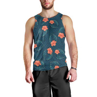 Hawaii Monstera Men Tank Top Hibiscus Flowers Simple Style - Polynesian Pride