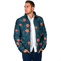 Hawaii Monstera Padded Jacket Hibiscus Flowers Simple Style - Polynesian Pride