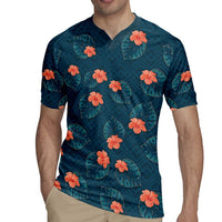 Hawaii Monstera Rugby Jersey Hibiscus Flowers Simple Style - Polynesian Pride