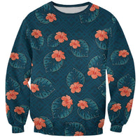 Hawaii Monstera Sweatshirt Hibiscus Flowers Simple Style - Polynesian Pride