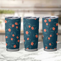 Hawaii Monstera Tumbler Cup Hibiscus Flowers Simple Style - Polynesian Pride