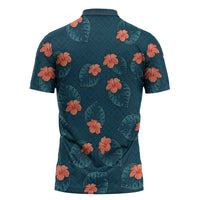 Hawaii Monstera Zipper Polo Shirt Hibiscus Flowers Simple Style DT05 - Polynesian Pride