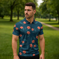Hawaii Monstera Zipper Polo Shirt Hibiscus Flowers Simple Style DT05 - Polynesian Pride