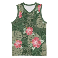 Hawaii Basketball Jersey Green Polynesian Monstera Patterns DT05 Unisex Green - Polynesian Pride