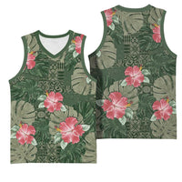 Hawaii Basketball Jersey Green Polynesian Monstera Patterns DT05 - Polynesian Pride