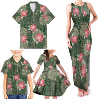 Hawaii Family Matching Tank Maxi Dress and Hawaiian Shirt Green Polynesian Monstera Patterns - Polynesian Pride