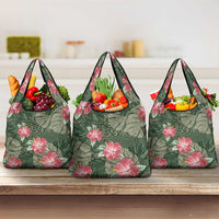 Hawaii Grocery Bag Green Polynesian Monstera Patterns DT05 3-pack One Size Green - Polynesian Pride