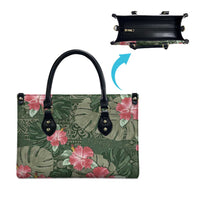 Hawaii Leather Bag Green Polynesian Monstera Patterns DT05 - Polynesian Pride