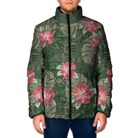Hawaii Padded Jacket Green Polynesian Monstera Patterns DT05 Men Green - Polynesian Pride