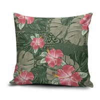 Hawaii Pillow Cover Green Polynesian Monstera Patterns - Polynesian Pride