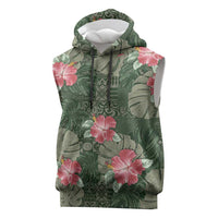 Hawaii Sleeveless Hoodie Green Polynesian Monstera Patterns DT05 Green - Polynesian Pride