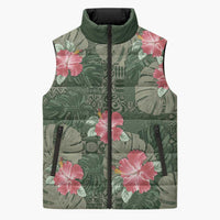 Hawaii Sleeveless Puffer Jacket Green Polynesian Monstera Patterns DT05 Unisex Green - Polynesian Pride