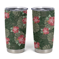 Hawaii Tumbler Cup Green Polynesian Monstera Patterns - Polynesian Pride
