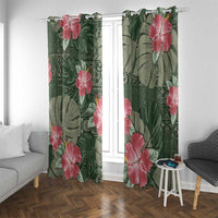 Hawaii Window Curtain Green Polynesian Monstera Patterns - Polynesian Pride