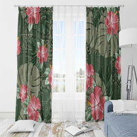 Hawaii Window Curtain Green Polynesian Monstera Patterns - Polynesian Pride