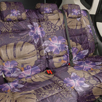 Hawaii Back Car Seat Cover Purple Polynesian Monstera Patterns - Polynesian Pride