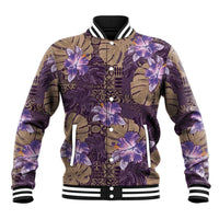 Hawaii Baseball Jacket Purple Polynesian Monstera Patterns DT05 Unisex Purple - Polynesian Pride