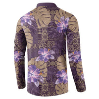 Hawaii Button Sweatshirt Purple Polynesian Monstera Patterns DT05 - Polynesian Pride
