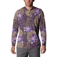 Hawaii Button Sweatshirt Purple Polynesian Monstera Patterns DT05 - Polynesian Pride