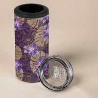 Hawaii 4 in 1 Can Cooler Tumbler Purple Polynesian Monstera Patterns - Polynesian Pride
