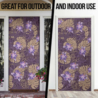 Hawaii Door Cover Purple Polynesian Monstera Patterns - Polynesian Pride