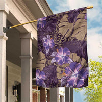 Hawaii Garden Flag Purple Polynesian Monstera Patterns - Polynesian Pride