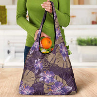 Hawaii Grocery Bag Purple Polynesian Monstera Patterns DT05 - Polynesian Pride