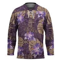 Hawaii Hockey Jersey Purple Polynesian Monstera Patterns DT05 Unisex Purple - Polynesian Pride