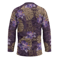 Hawaii Hockey Jersey Purple Polynesian Monstera Patterns - Polynesian Pride