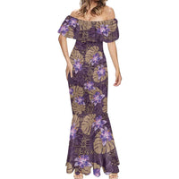 Hawaii Mermaid Dress Purple Polynesian Monstera Patterns - Polynesian Pride