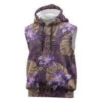 Hawaii Sleeveless Hoodie Purple Polynesian Monstera Patterns DT05 Purple - Polynesian Pride
