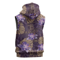 Hawaii Sleeveless Zip Hoodie Purple Polynesian Monstera Patterns DT05 - Polynesian Pride