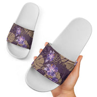 Hawaii Slide Sandals Purple Polynesian Monstera Patterns - Polynesian Pride