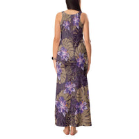 Hawaii Tank Maxi Dress Purple Polynesian Monstera Patterns - Polynesian Pride