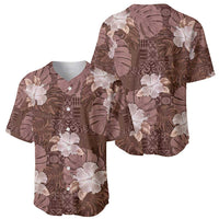 Hawaii Baseball Jersey Brown Polynesian Monstera Patterns - Polynesian Pride