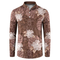 Hawaii Button Sweatshirt Brown Polynesian Monstera Patterns DT05 Brown - Polynesian Pride