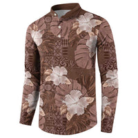 Hawaii Button Sweatshirt Brown Polynesian Monstera Patterns DT05 - Polynesian Pride