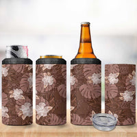Hawaii 4 in 1 Can Cooler Tumbler Brown Polynesian Monstera Patterns - Polynesian Pride