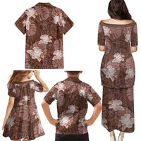 Hawaii Family Matching Puletasi and Hawaiian Shirt Brown Polynesian Monstera Patterns DT05 - Polynesian Pride