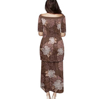 Hawaii Family Matching Puletasi and Hawaiian Shirt Brown Polynesian Monstera Patterns DT05 - Polynesian Pride
