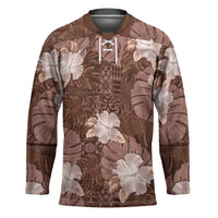 Hawaii Hockey Jersey Brown Polynesian Monstera Patterns DT05 Unisex Brown - Polynesian Pride