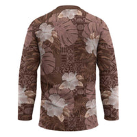 Hawaii Hockey Jersey Brown Polynesian Monstera Patterns DT05 - Polynesian Pride