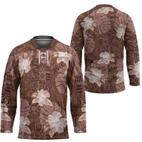 Hawaii Hockey Jersey Brown Polynesian Monstera Patterns DT05 - Polynesian Pride